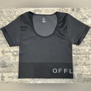 Aerie Offline Seamless Compression Cropped Ribbed Tee Women’s Size‎ Medium